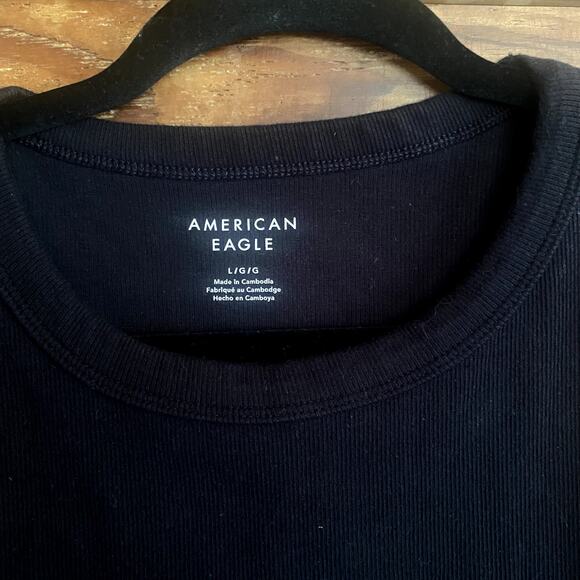 American Eagle black ribbed bodysuit size Large - Picture 2 of 4